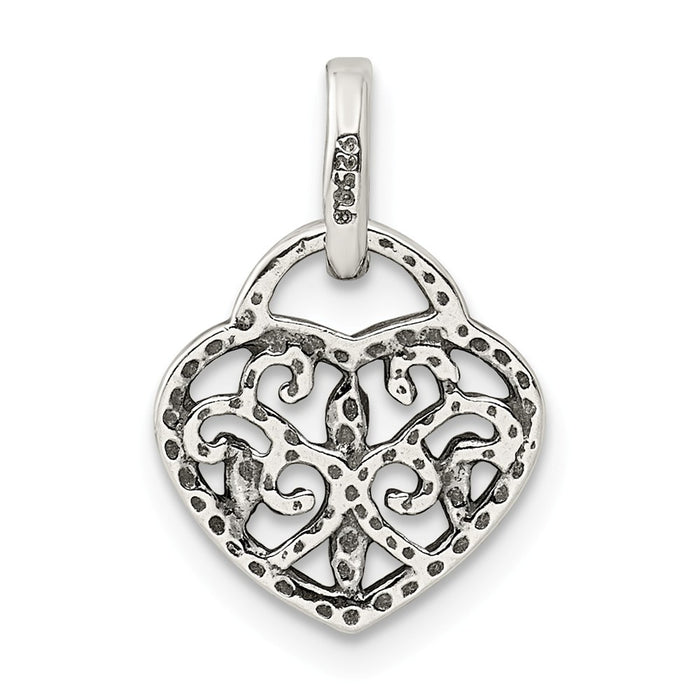 Million Charms 925 Sterling Silver Antique Heart Charm