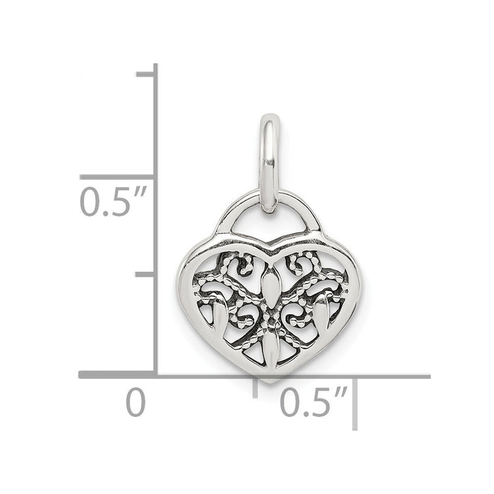 Million Charms 925 Sterling Silver Antique Heart Charm