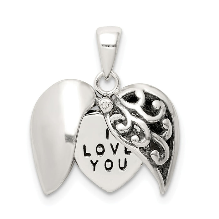 Million Charms 925 Sterling Silver Antiqued Moveable Heart Pendant