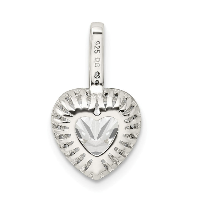 Million Charms 925 Sterling Silver (Cubic Zirconia) CZ Heart Chain Slide