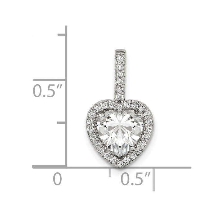 Million Charms 925 Sterling Silver (Cubic Zirconia) CZ Heart Chain Slide