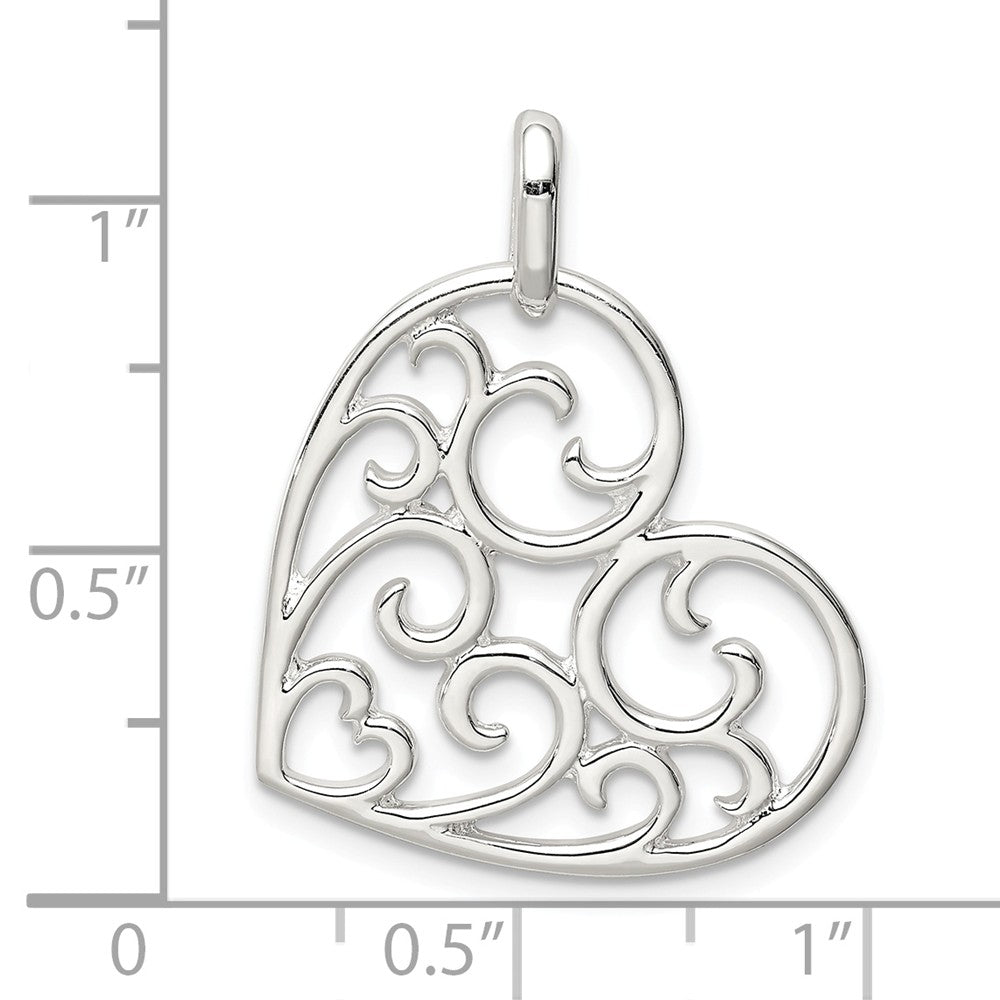 Million Charms 925 Sterling Silver Filigree Heart Pendant