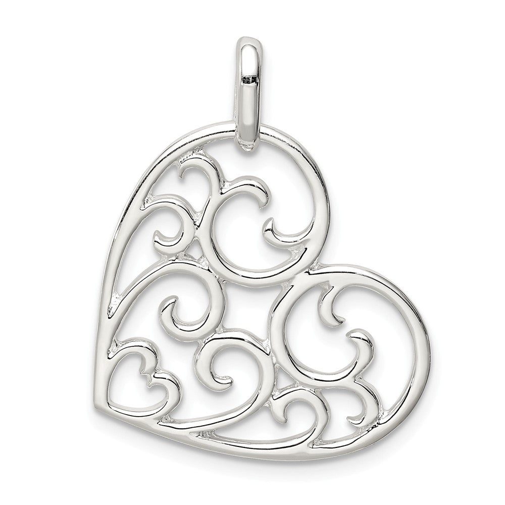Million Charms 925 Sterling Silver Filigree Heart Pendant