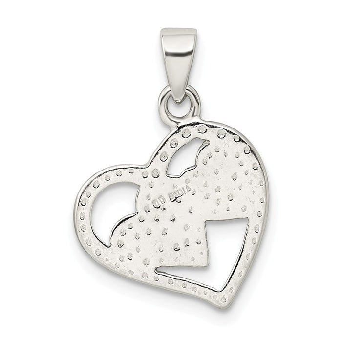 Million Charms 925 Sterling Silver Glitter Infused Heart Pendant