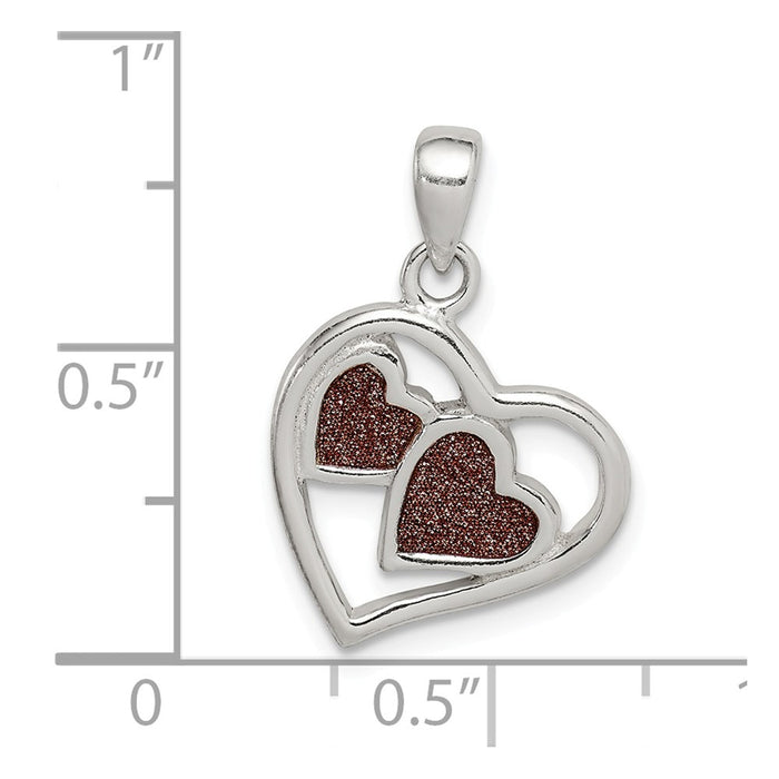 Million Charms 925 Sterling Silver Glitter Infused Heart Pendant