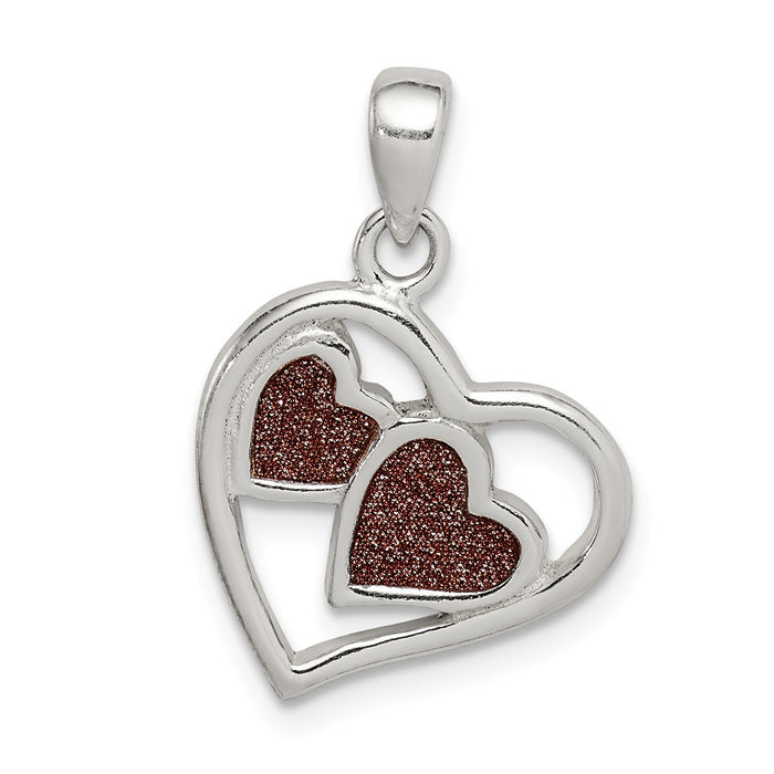 Million Charms 925 Sterling Silver Glitter Infused Heart Pendant