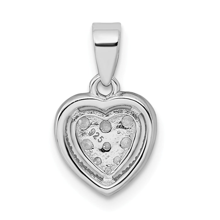 Million Charms 925 Sterling Silver Rhodium-Plated Pave (Cubic Zirconia) CZ Heart Pendant