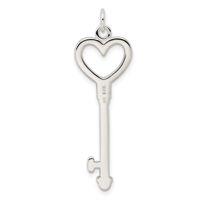 Million Charms 925 Sterling Silver (Cubic Zirconia) CZ Heart Key Pendant