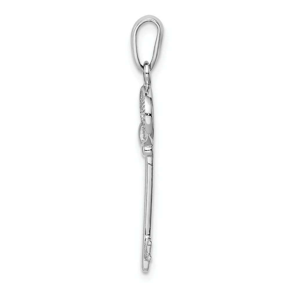 Million Charms 925 Sterling Silver Rhodium-Plated (Cubic Zirconia) CZ Key Pendant