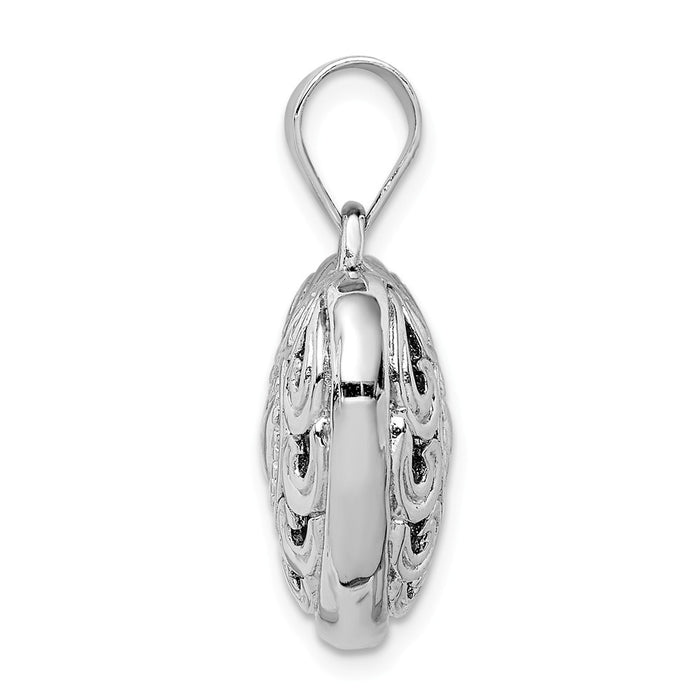 Million Charms 925 Sterling Silver Rhodium-Plated Cut-Out Heart Swirl Pendant