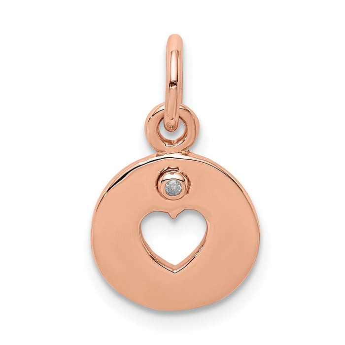 Million Charms 925 Sterling Silver Rhodium-Plated Rose-Tone & Diamond Open Heart Pendant