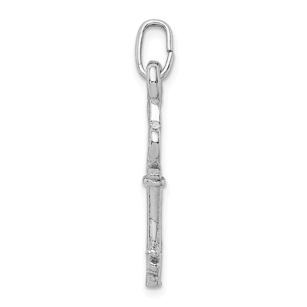 Million Charms 925 Sterling Silver Rhodium-Plated Polished Key Pendant
