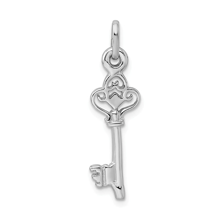 Million Charms 925 Sterling Silver Rhodium-Plated Polished Key Pendant