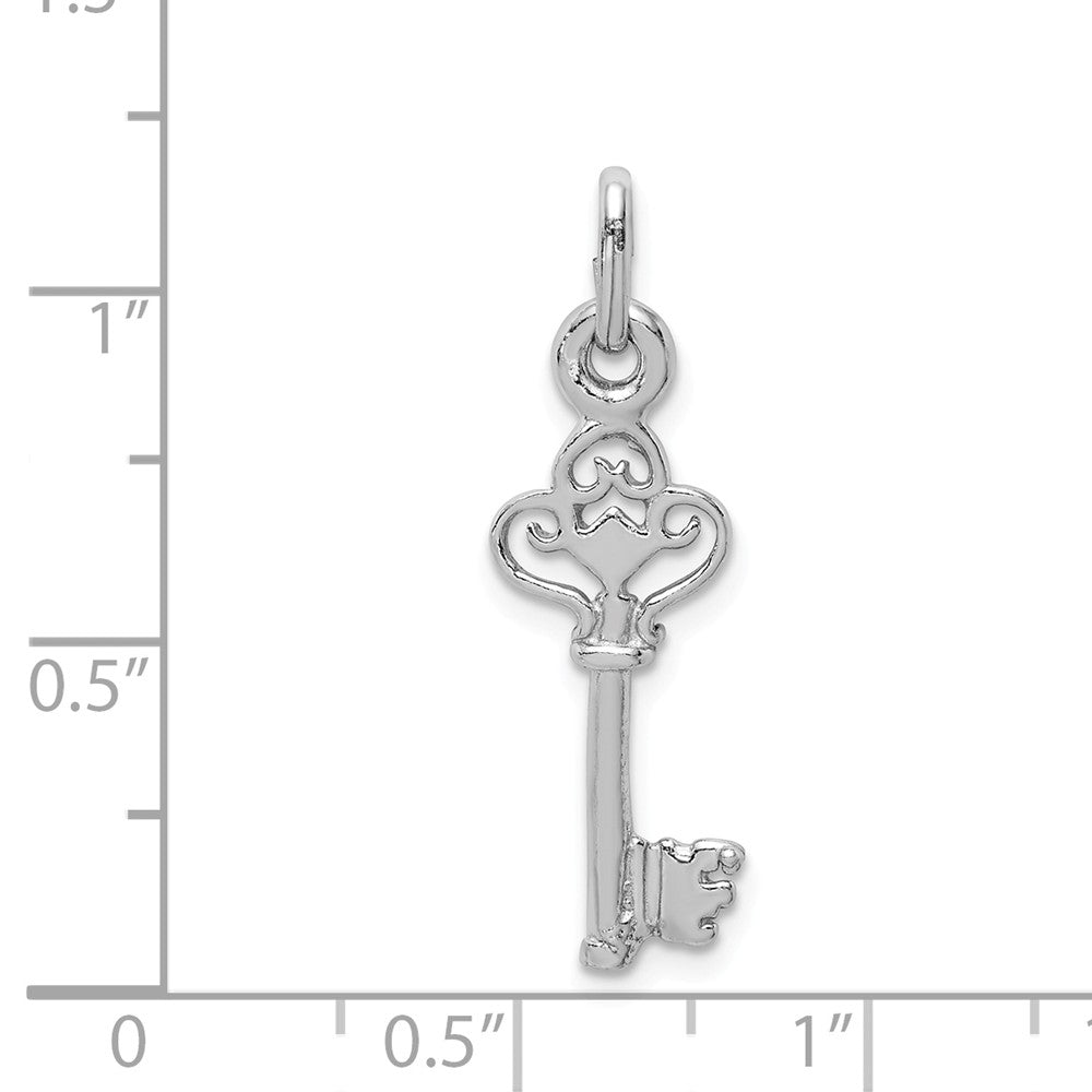 Million Charms 925 Sterling Silver Rhodium-Plated Polished Key Pendant