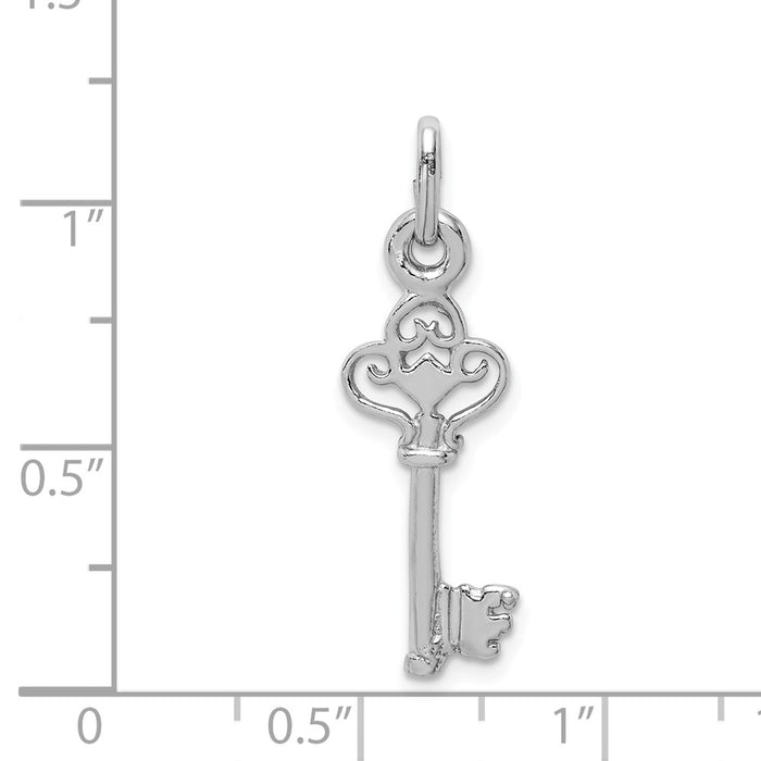 Million Charms 925 Sterling Silver Rhodium-Plated Polished Key Pendant