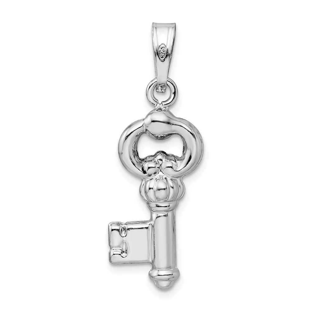 Million Charms 925 Sterling Silver Rhodium-Plated Polished Key Pendant