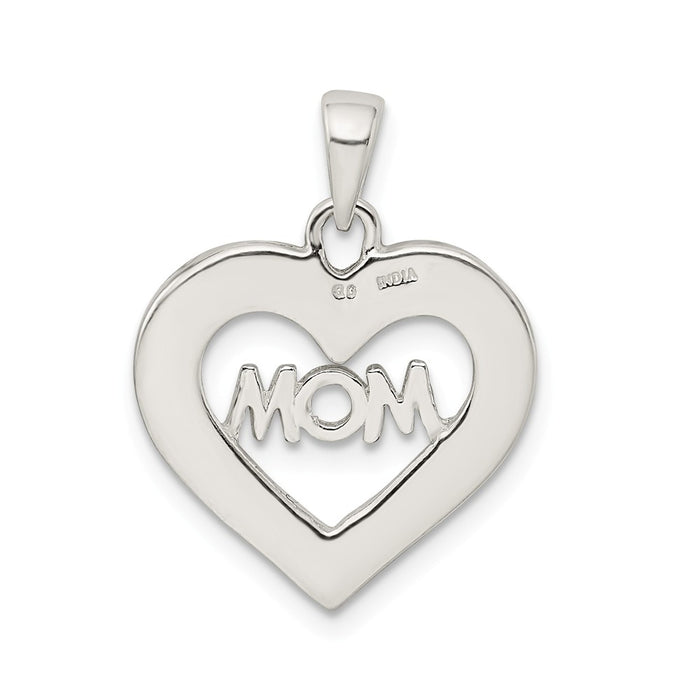 Million Charms 925 Sterling Silver Glitter Infused Mom Heart Pendant
