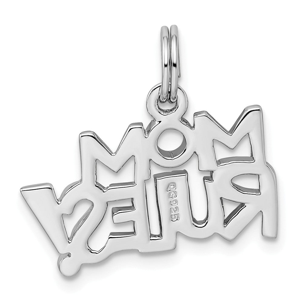 Million Charms 925 Sterling Silver Rhodium-Plated Mom Rules! Pendant