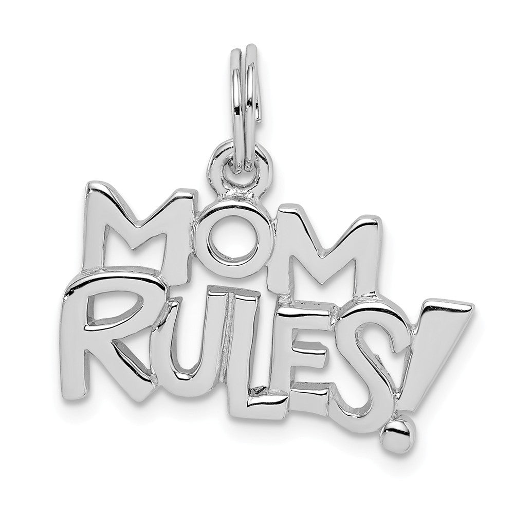 Million Charms 925 Sterling Silver Rhodium-Plated Mom Rules! Pendant