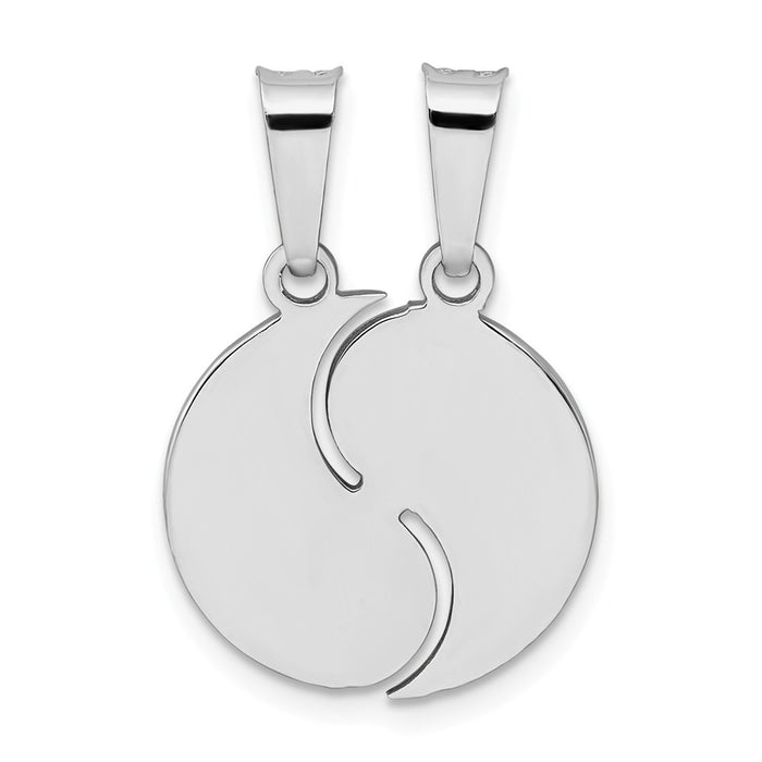 Million Charms 925 Sterling Silver Rhodium-Plate Brush & Polished Yin Yang Break Apart Pendant