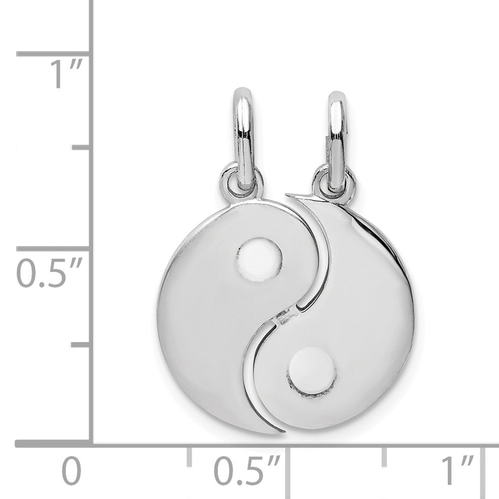 Million Charms 925 Sterling Silver Rhodium-Plate Brush & Polished Yin Yang Break Apart Pendant