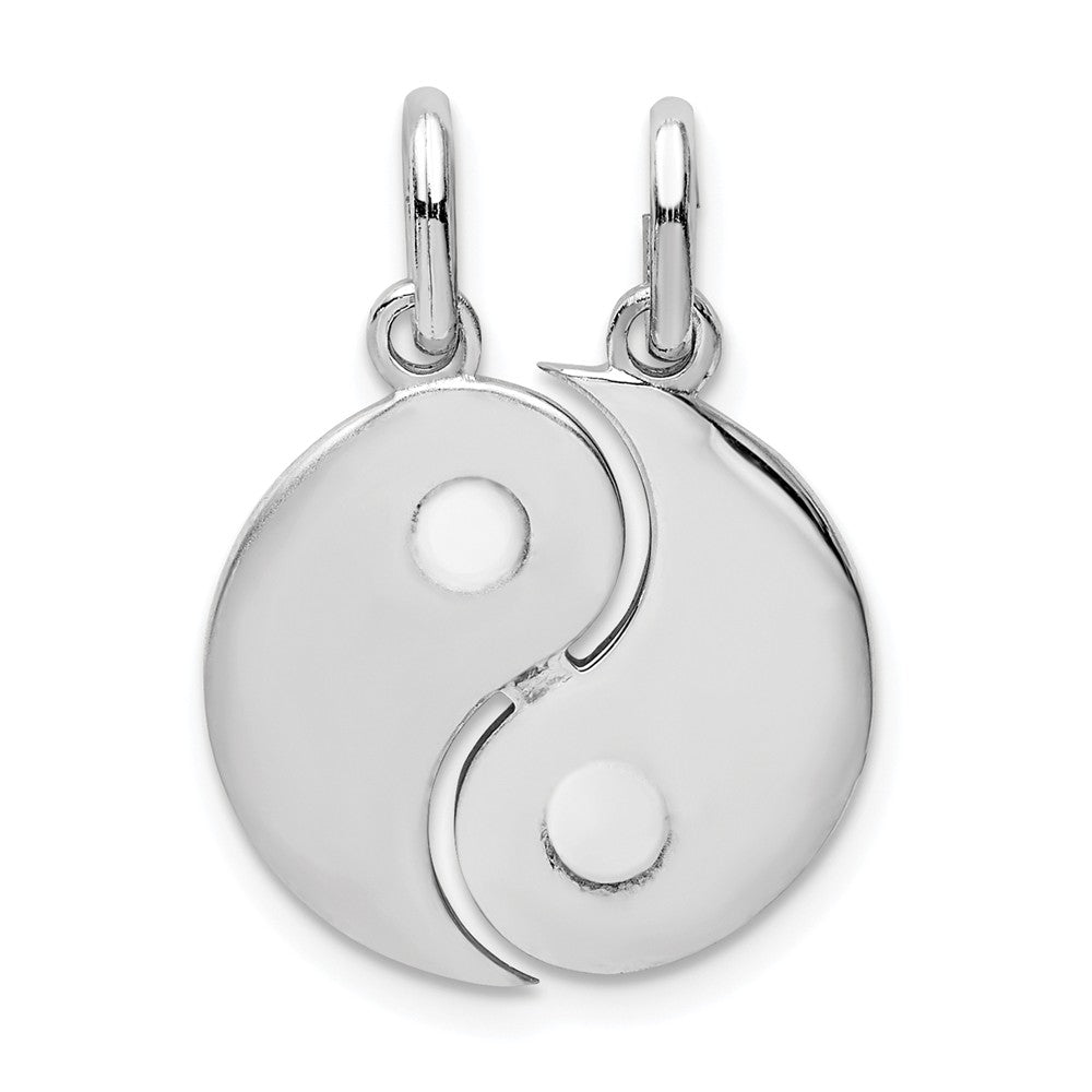 Million Charms 925 Sterling Silver Rhodium-Plate Brush & Polished Yin Yang Break Apart Pendant
