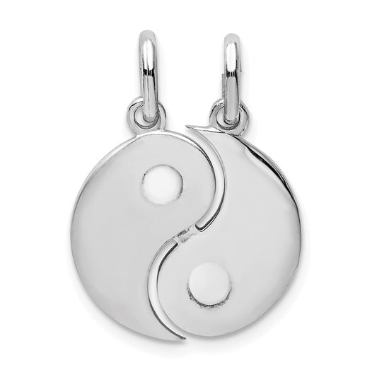 Million Charms 925 Sterling Silver Rhodium-Plate Brush & Polished Yin Yang Break Apart Pendant