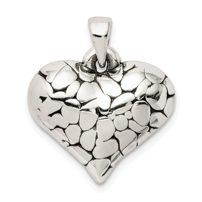 Million Charms 925 Sterling Silver Textured Antique Heart Pendant