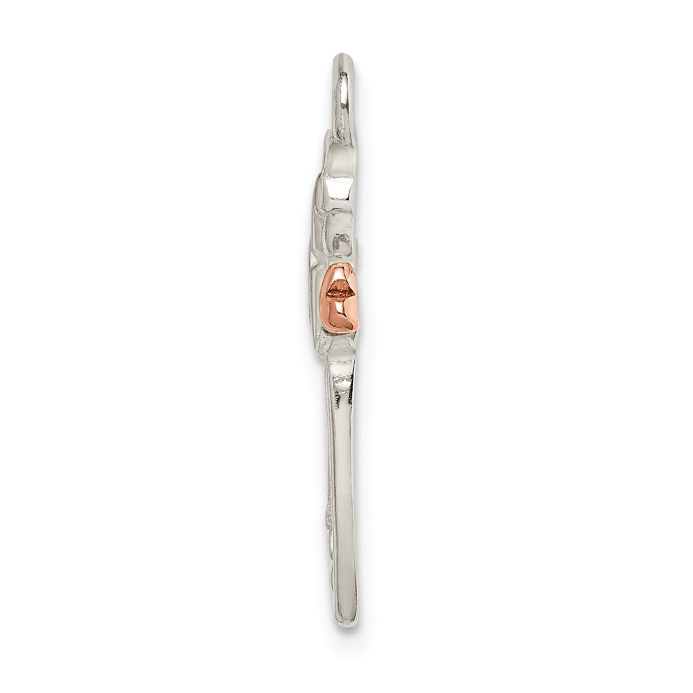 Million Charms 925 Sterling Silver & Rose Tone Polished Angel Pendant