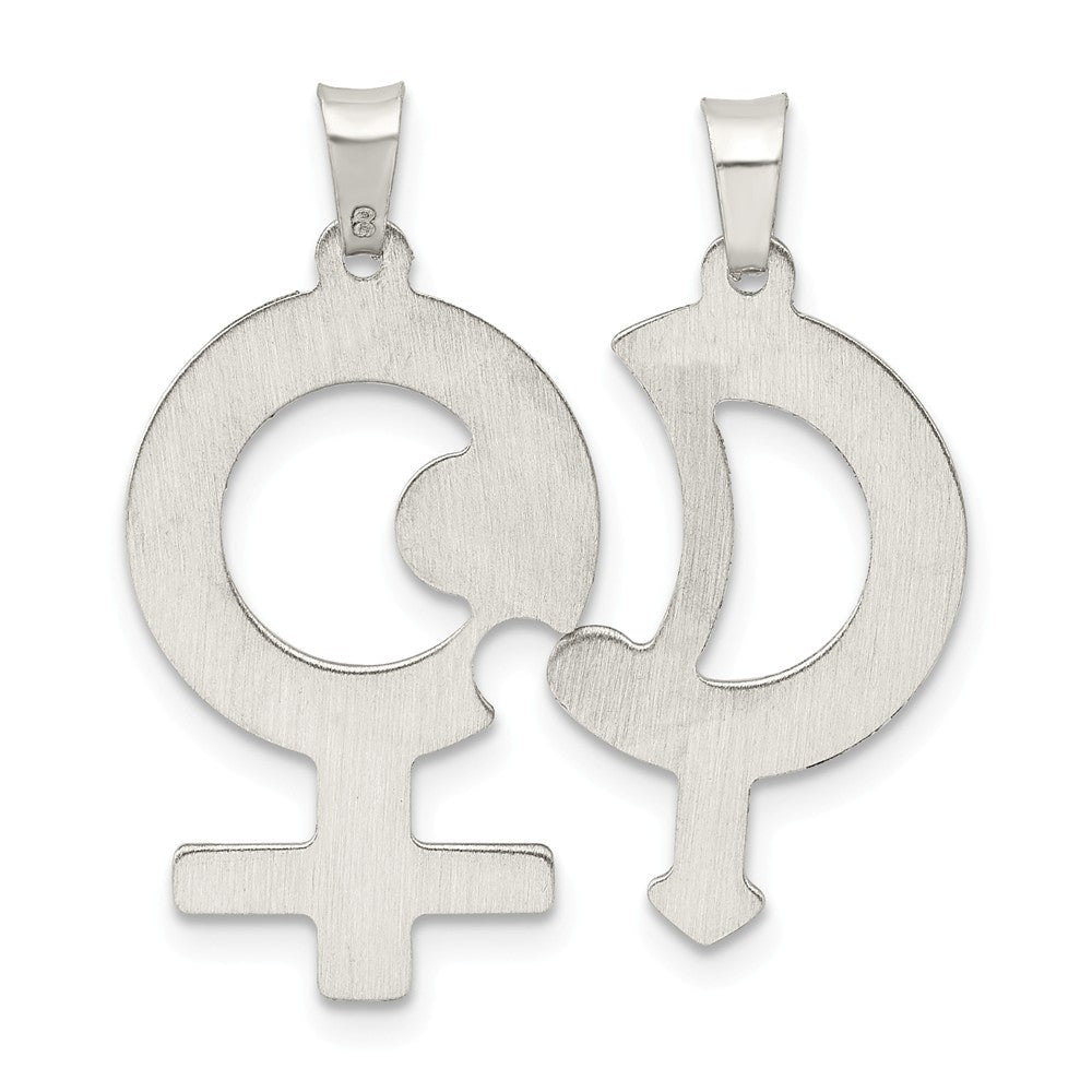 Million Charms 925 Sterling Silver With (Cubic Zirconia) CZ Male/Female Breakapart Symbols Pendant