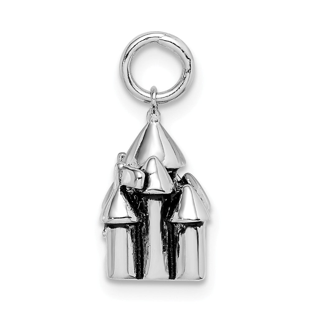Million Charms 925 Sterling Silver Rhodium-Plated Antiqued Castle Pendant
