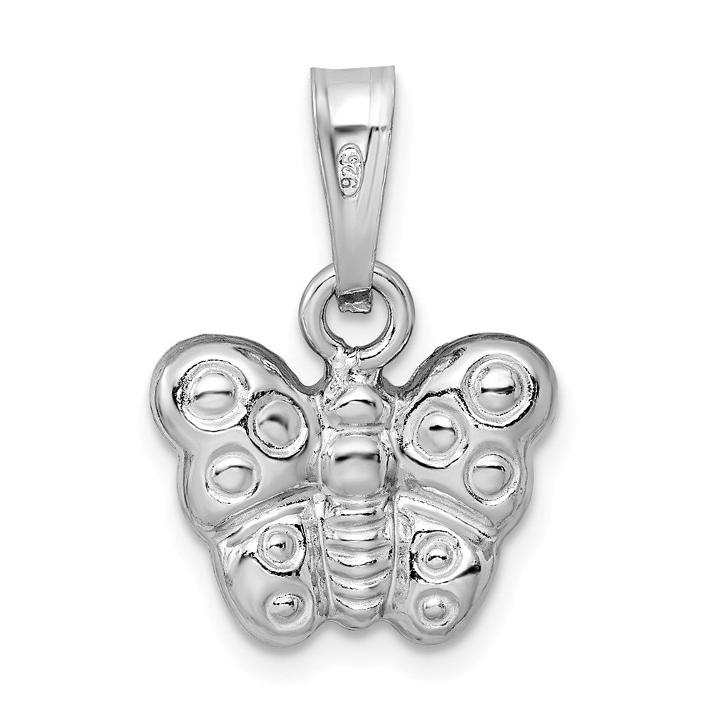 Million Charms 925 Sterling Silver Rhodium-Plated Polished Butterfly Pendant