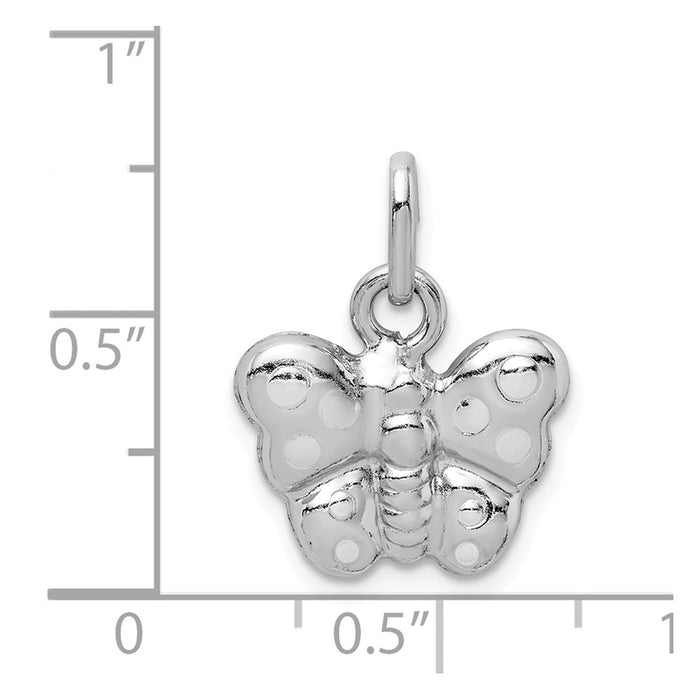 Million Charms 925 Sterling Silver Rhodium-Plated Polished Butterfly Pendant