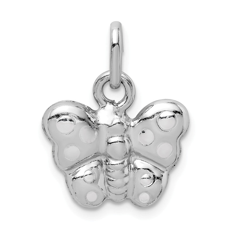 Million Charms 925 Sterling Silver Rhodium-Plated Polished Butterfly Pendant