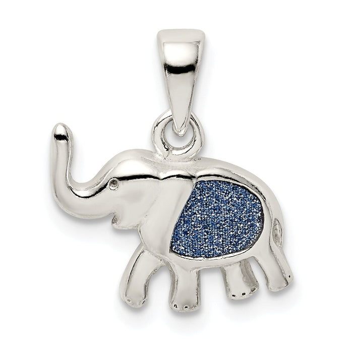 Million Charms 925 Sterling Silver Glitter Infused Elephant Pendant