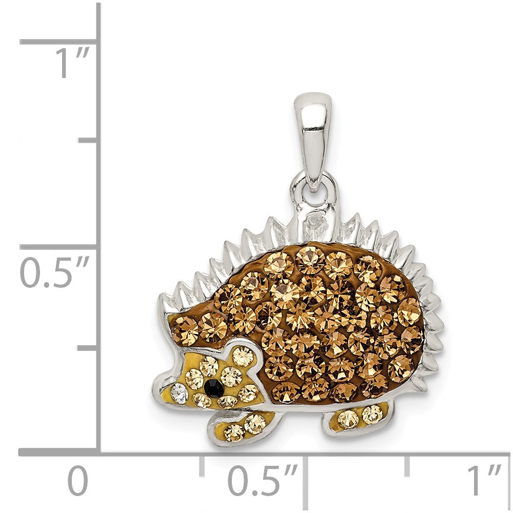 Million Charms 925 Sterling Silver Brown Preciosa Crystal Hedgehog Pendant