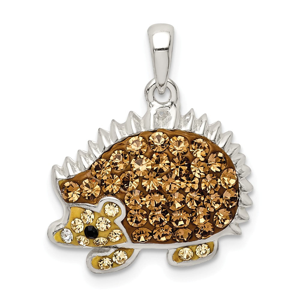 Million Charms 925 Sterling Silver Brown Preciosa Crystal Hedgehog Pendant