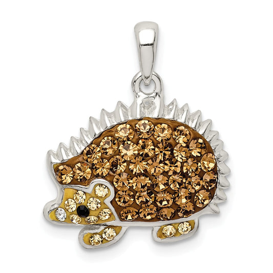 Million Charms 925 Sterling Silver Brown Preciosa Crystal Hedgehog Pendant