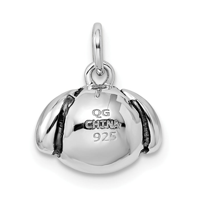 Million Charms 925 Sterling Silver Rhodium-Plated Antiqued Dog Head Pendant