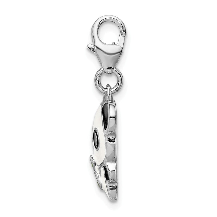 Million Charms 925 Sterling Silver Rhodium-Plated Enameled Panda With Lobster Clasp Charm