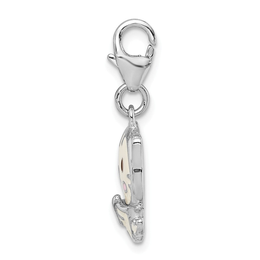 Million Charms 925 Sterling Silver Rhodium-Plated Enameled Kitten With Lobster Clasp Charm
