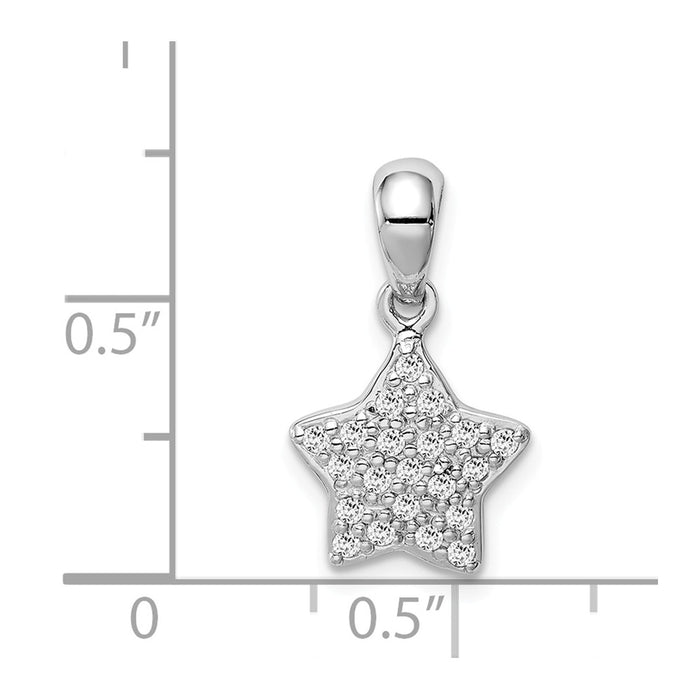 Million Charms 925 Sterling Silver Rhodium-Plated (Cubic Zirconia) CZ Star Pendant