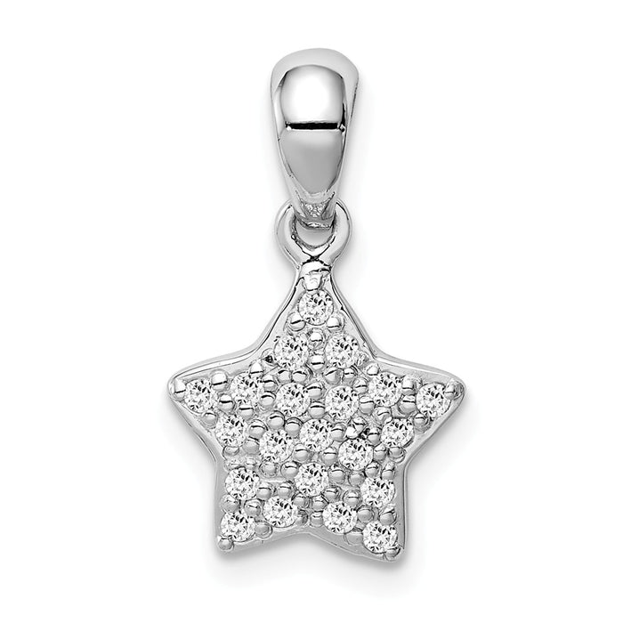 Million Charms 925 Sterling Silver Rhodium-Plated (Cubic Zirconia) CZ Star Pendant