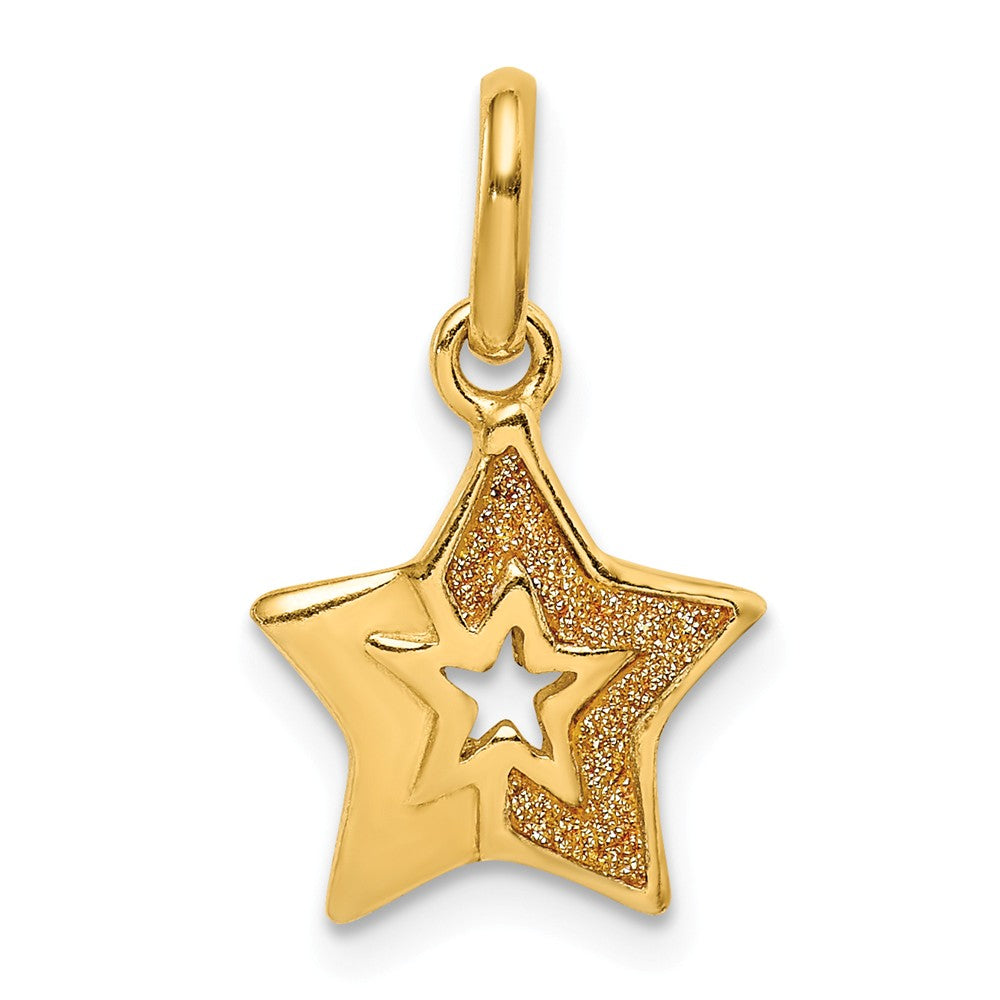 Million Charms 925 Sterling Silver Gold Themed Tone Glitter Infused Star Pendant