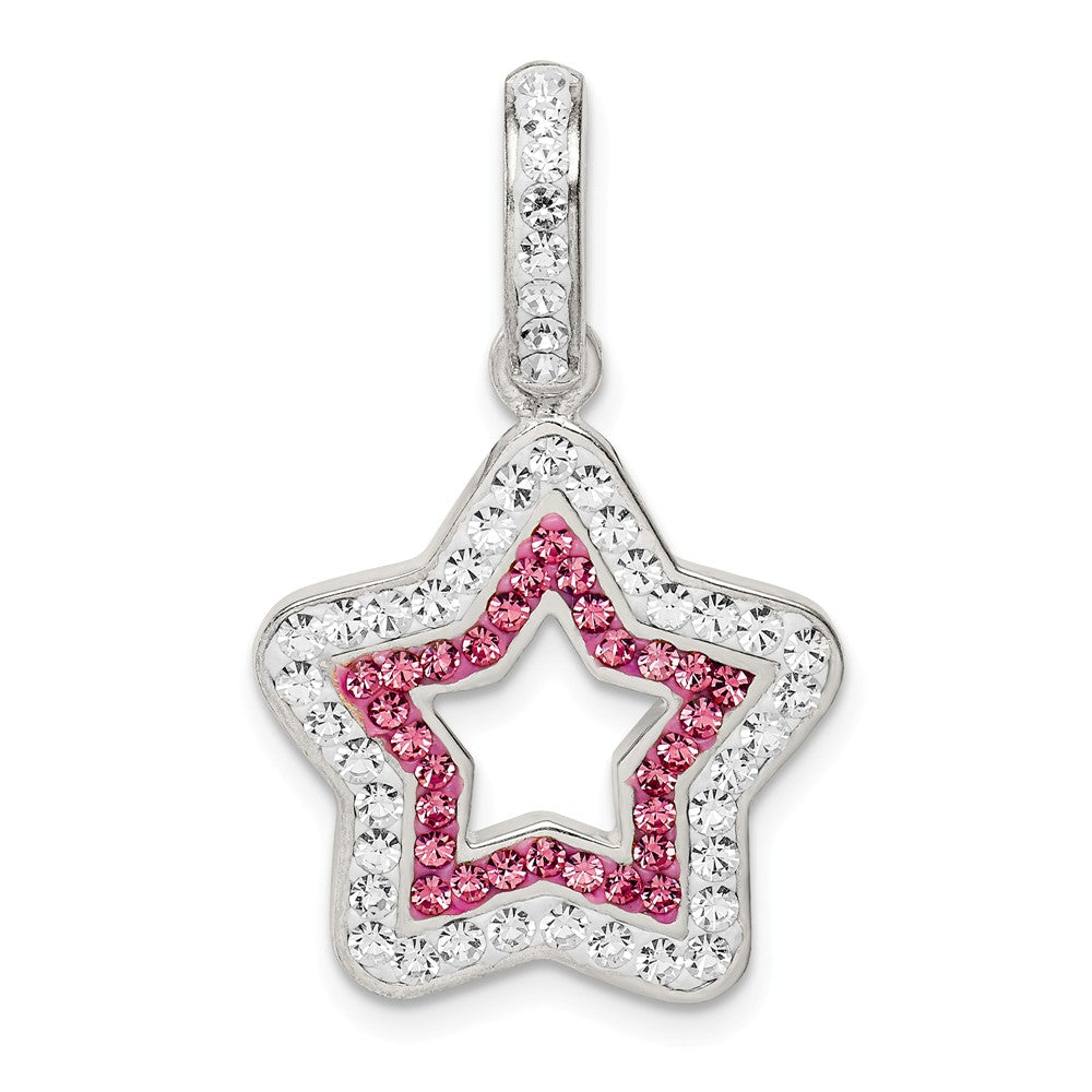 Million Charms 925 Sterling Silver Pink/White Preciosa Crystal Star Pendant