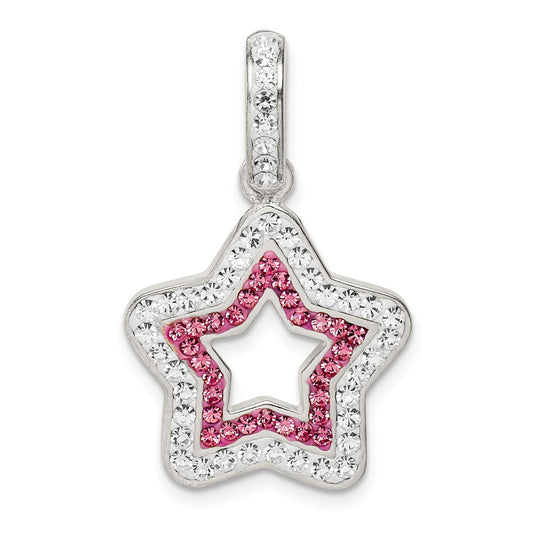 Million Charms 925 Sterling Silver Pink/White Preciosa Crystal Star Pendant