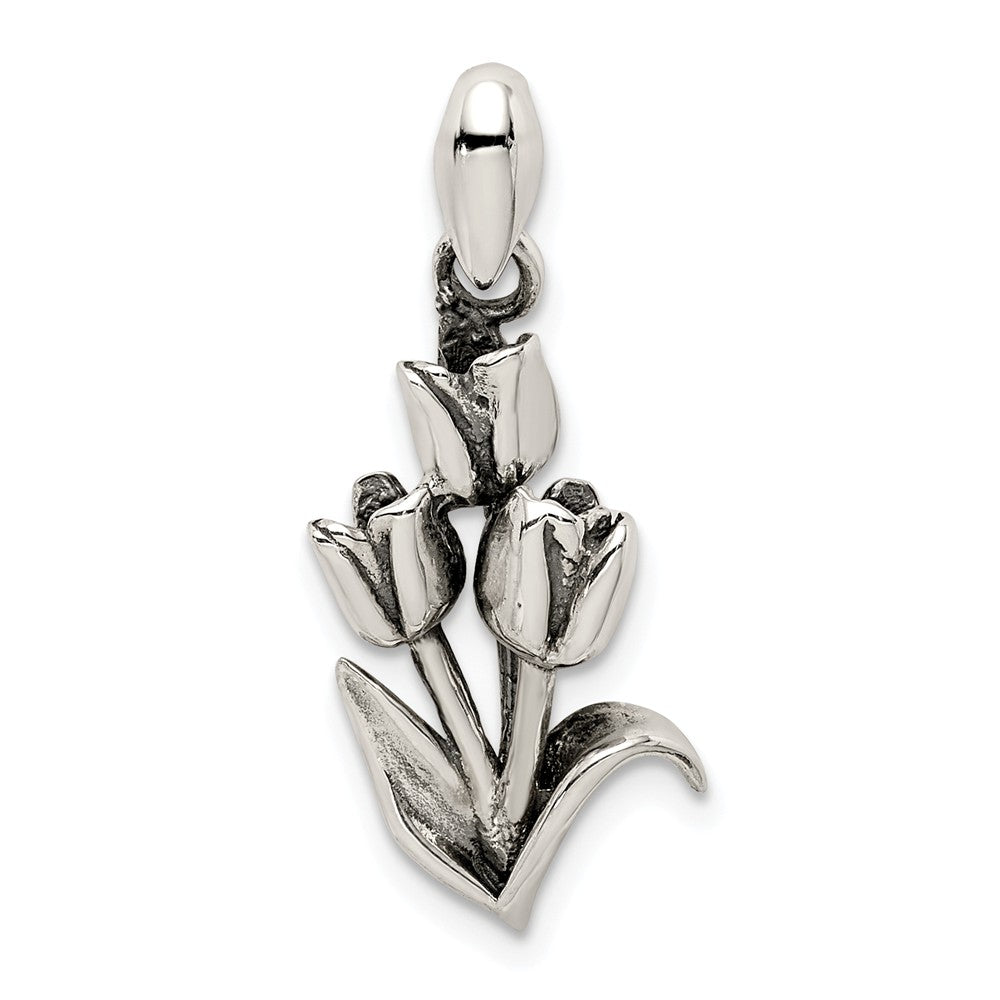 Million Charms 925 Sterling Silver Antiqued Tulip Pendant