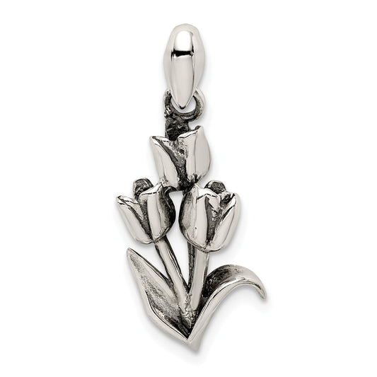 Million Charms 925 Sterling Silver Antiqued Tulip Pendant
