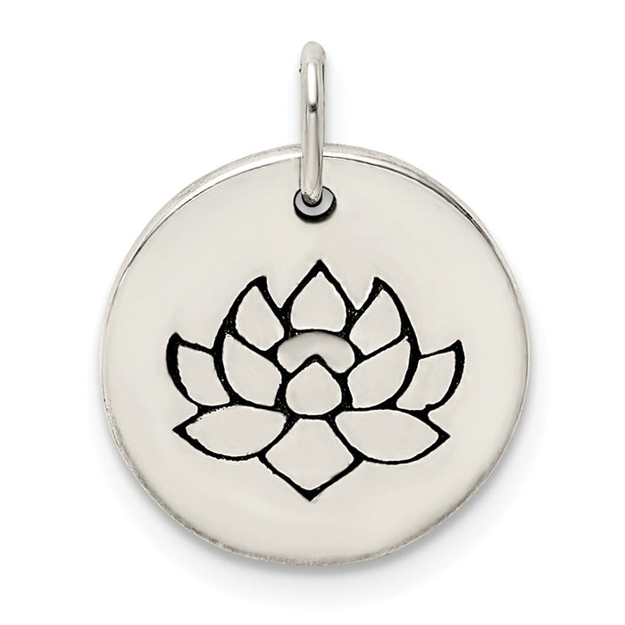 Million Charms 925 Sterling Silver Antiqued Flower Pendant