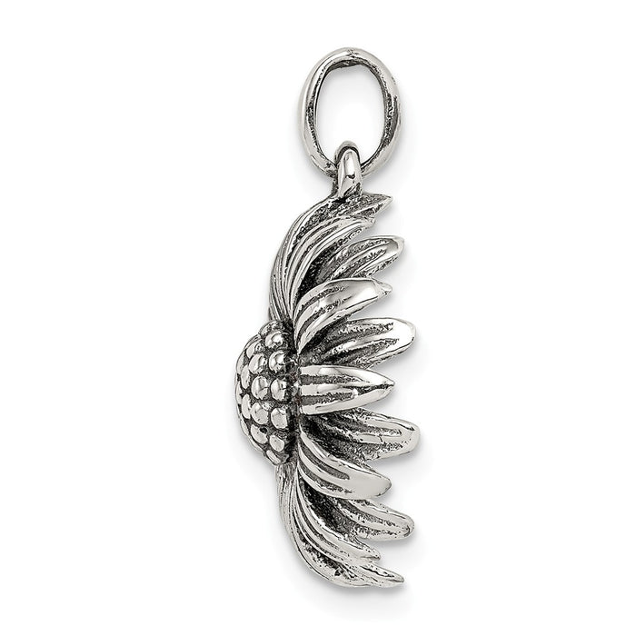 Million Charms 925 Sterling Silver Antiqued Sunflower Pendant